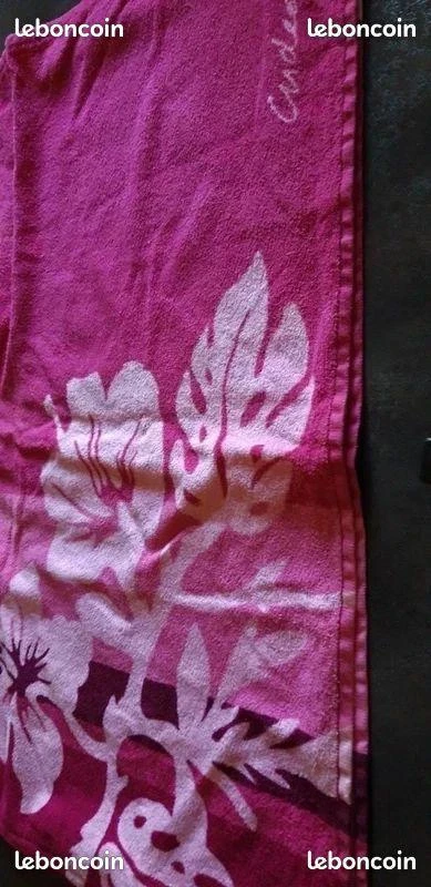 fuchsia velour bath towel 70 x 150 cm – photo 2